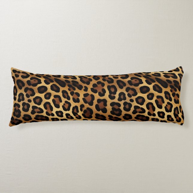 Gold Brown Black Leopard Print Body Pillow (Front)
