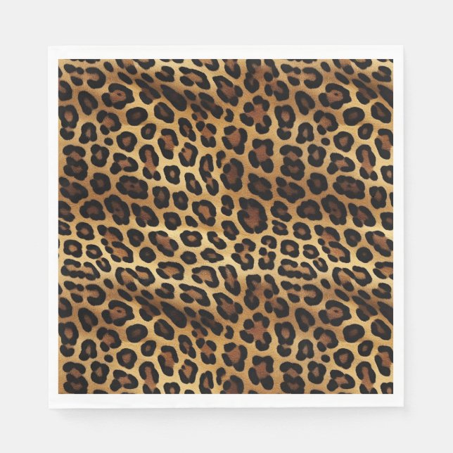 Gold Brown Black Leopard Print Napkin (Front)