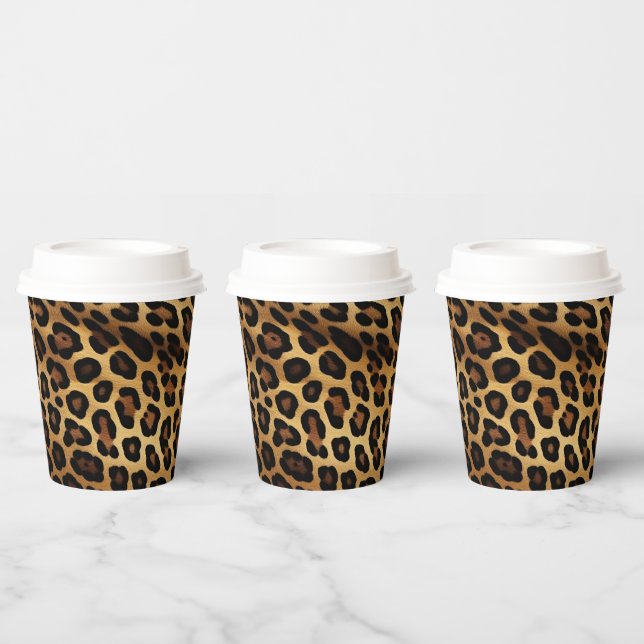 Gold Brown Black Leopard Print Paper Cups (Multi)