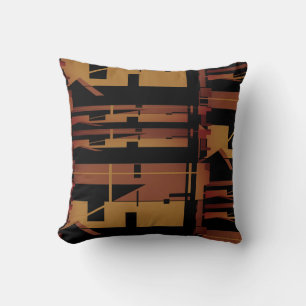 Gold Brown Black Southwest Art Look Uneven Mosaics Throw Pillow