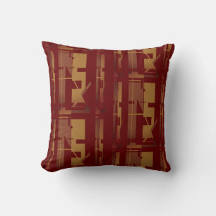 Gold Brown Burgundy Southwest Uneven Mosaics Throw Pillow
