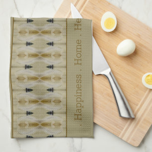 Gold brown grey and black patterned kitchen towel