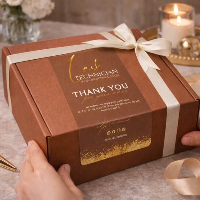 Gold & Brown Lash Tech Seal Label | Luxury Beauty  (Creator Uploaded)