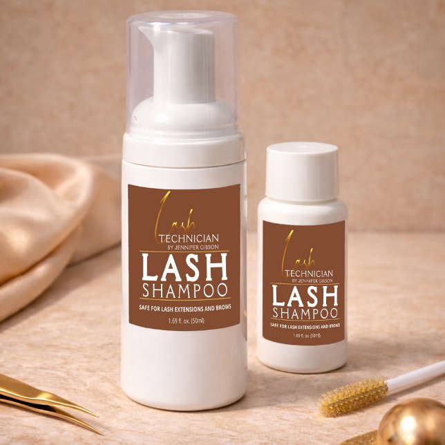 Gold & Brown Lash Tech Shampoo Sticker | Luxury  (Creator Uploaded)