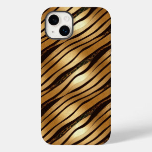Gold Brown Leopard Print Stripes Case-Mate iPhone 14 Plus Case