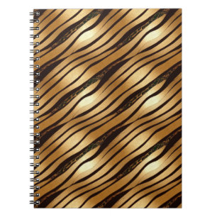 Gold Brown Leopard Print Stripes Notebook