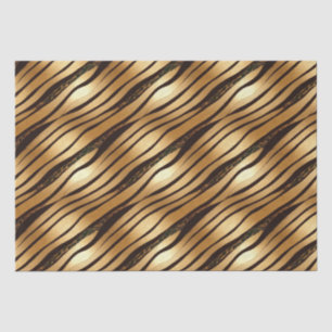 Gold Brown Leopard Print Stripes Tissue Paper