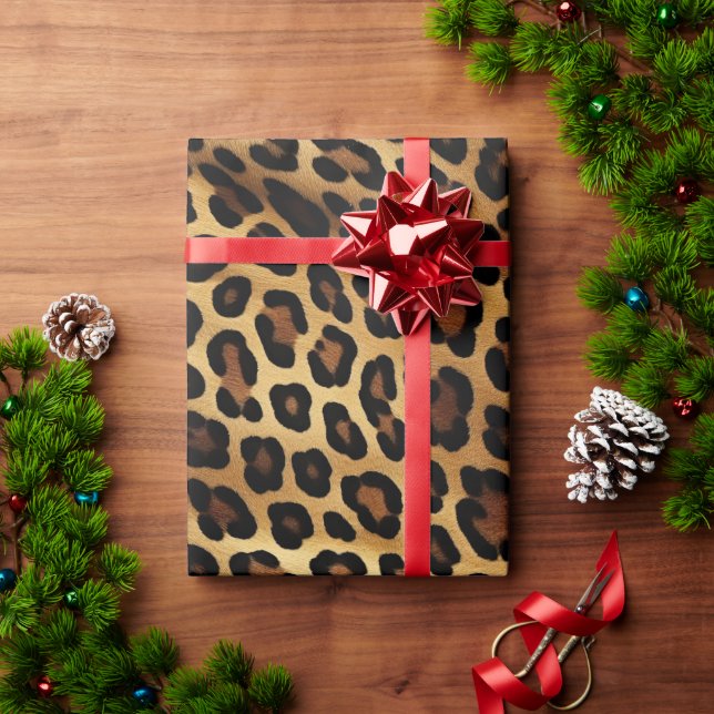 Gold Brown Leopard Print Wrapping Paper (Holiday Gift)