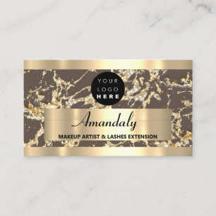 Gold Brown Marble Glitter Custom Logo Abstract Business Card