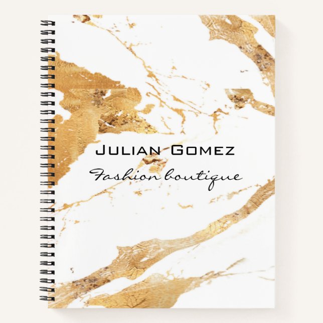 Gold brown marble white notebook (Front)