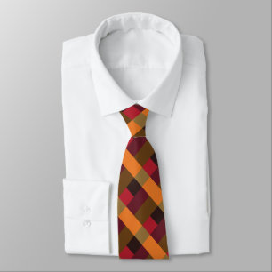 Gold Brown Orange Cardinal Red Colour Block Tie