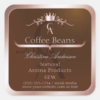 Gold Brown Product Label Rosegold Frame Monogram