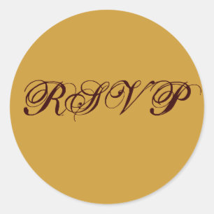 Gold Brown RSVP Wedding Sticker