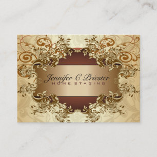 Gold & Brown Tones Vintage Elegant Swirls 2 Business Card