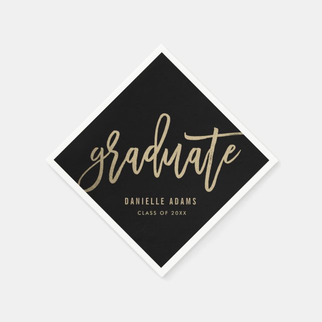 Gold Brush EDITABLE COLOR Graduation Party Napkins (Corner)