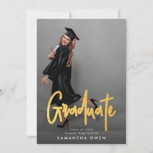 Gold Brush Graduation Photo Graduate Announcement