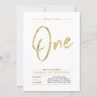 Gold | Brush Lettering One 1st Birthday Party