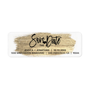 Gold Brush SAVE THE DATE Wedding Return Address