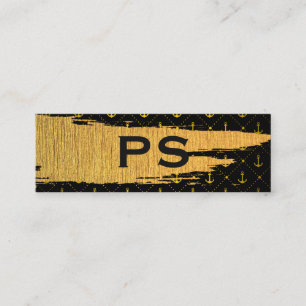 Gold Brushed Anchor Pattern Mini Business Card