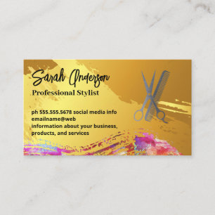 Gold Brushed   Artistic   Salon Tools Business Card