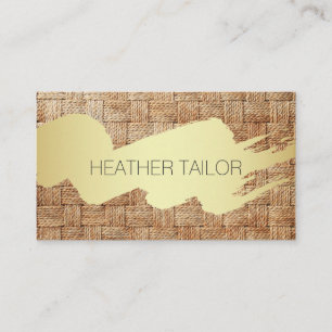 Gold Brushed   Basket Weave Background Business Card