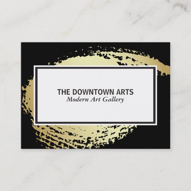 Gold Brushed Black Border Business Card (Front)