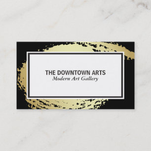 Gold Brushed Black Border Business Card