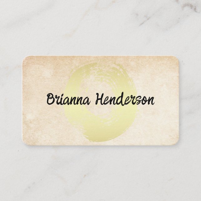 Gold Brushed Circle | Textured Background Business Card (Front)