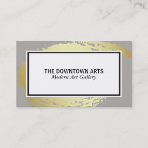 Gold Brushed Grey Border Business Card