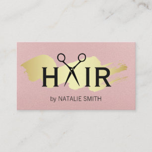 Gold Brushed Hair Logo   Pink Texture Business Card