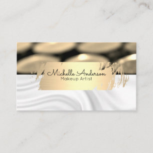 Gold Brushed Makeup Palette Silk Drapery Business Card