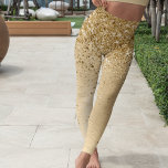Gold Brushed Metal Glitter Leggings<br><div class="desc">A trendy chic leggings design featuring pretty gold sparkling glitter on a gold brushed metallic background.</div>