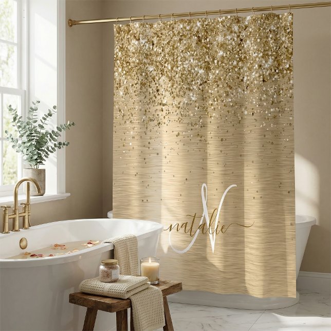 Gold Brushed Metal Glitter Monogram Name (Creator Uploaded)