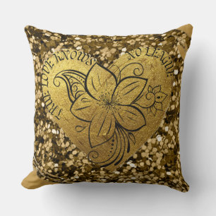 Gold Brushed Metal Glitter Newly Wed Love Throw Pillow