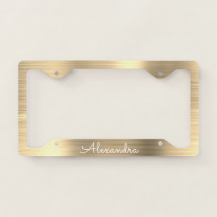 Gold Brushed Metal Monogram License Plate Frame