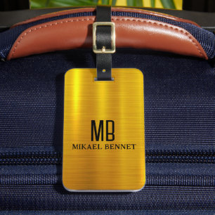 Gold Brushed Metallic Luggage Tag