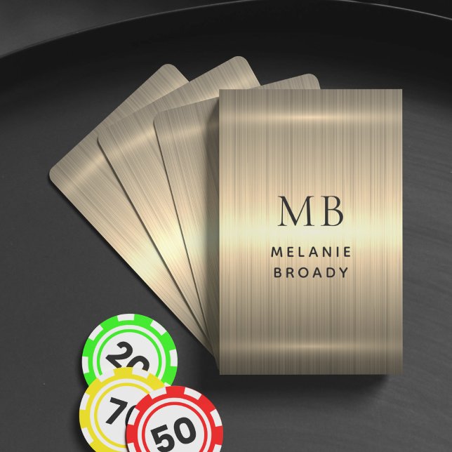 Gold Brushed Metallic Personalized Black Monogram Playing Cards (Creator Uploaded)