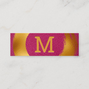Gold Brushed   Pink Leather Mini Business Card