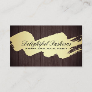 Gold Brushed Wood Panel Business Card