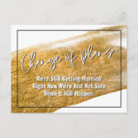 Gold Brushstroke Change of Plans Postponed Wedding