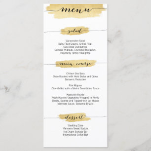 Gold Brushstrokes Wedding Menu