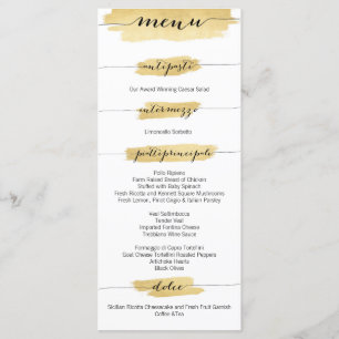 Gold Brushstrokes Wedding Menu