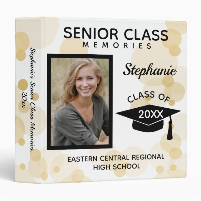 Gold Bubbles Senior Class Graduation Memory Book Binder (Front/Spine)