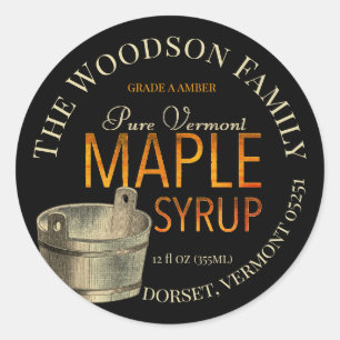 Gold Bucket Maple Syrup Label on Black