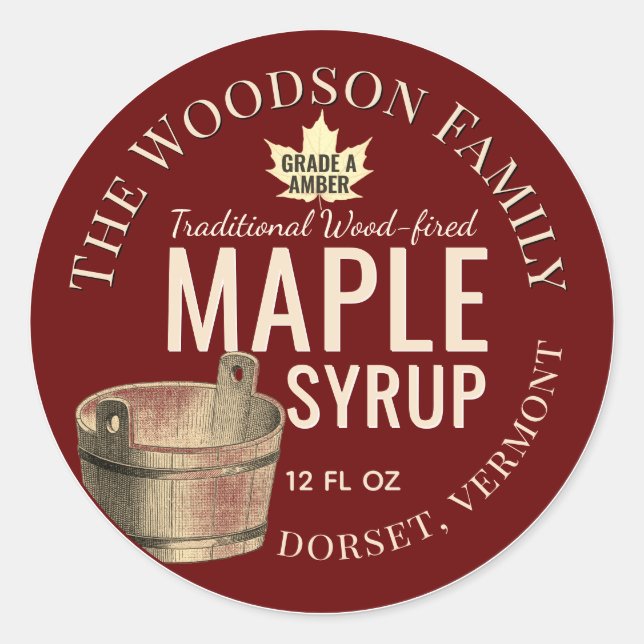 Gold Bucket Wood-fired Maple Syrup Label (Front)