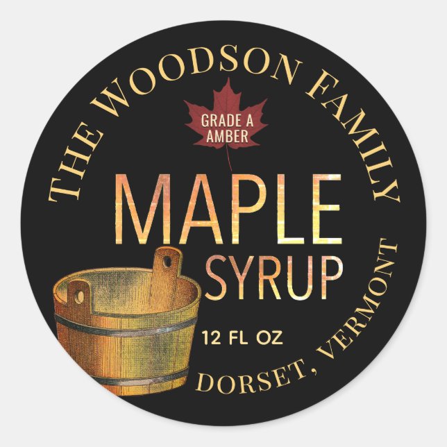 Gold Bucket Wood-fired Maple Syrup Label (Front)