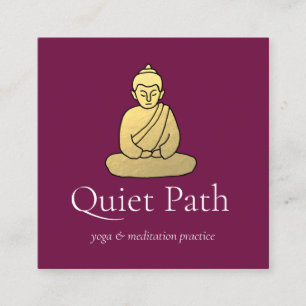 Gold Buddha Meditation Teacher Square Business Card