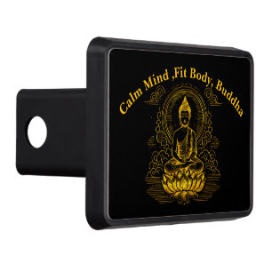 Gold Buddha Sitting in Lotus Pose Trailer Hitch Cover
