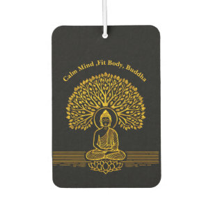 Gold Buddha Under a Tree With Lotus Flower Air Freshener