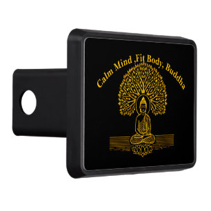 Gold Buddha Under a Tree With Lotus Flower Trailer Hitch Cover